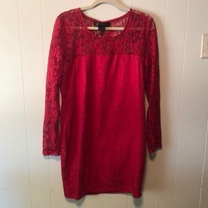 Kardashian Kollection red lace dress